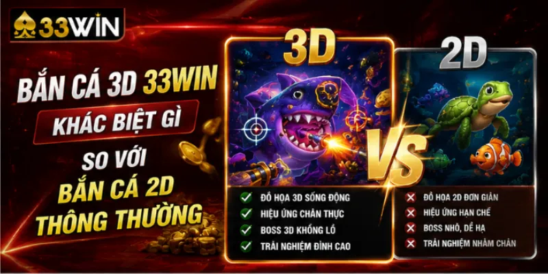 Bắn cá 3D 33Win khác biệt gì so với bắn cá 2D thông thường